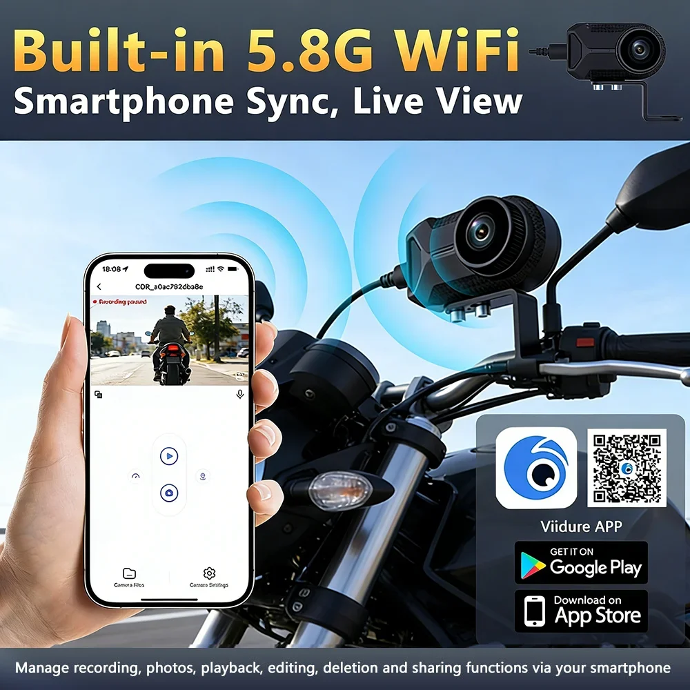새로운 2K QHD WIFI IP66 방수 오토바이 블 - Mountain Biking Images 리뷰 및 가격