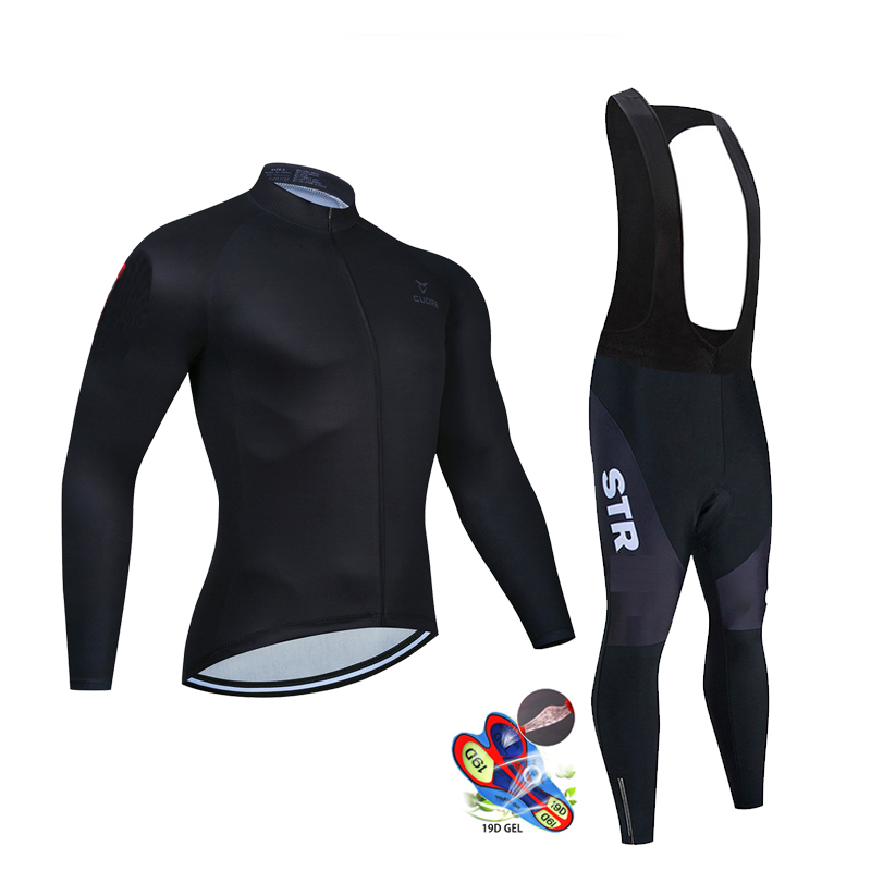 STR 사이클링 의류 세트 남성용, 가을 블랙 긴 소매 - Mountain Biking Clothes 리뷰 및 가격