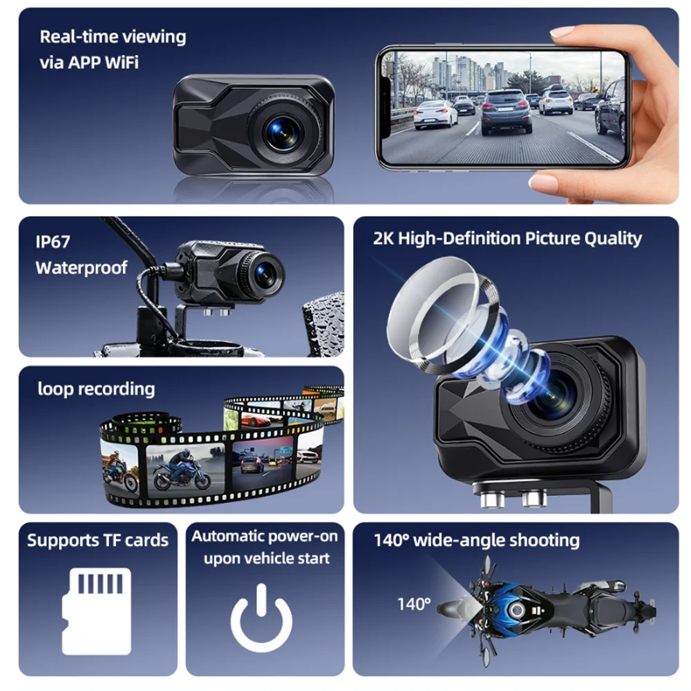 오토바이 DVR 2K HD WiFi 및 앱 방수 IP6 - Mountain Biking Images 리뷰 및 가격