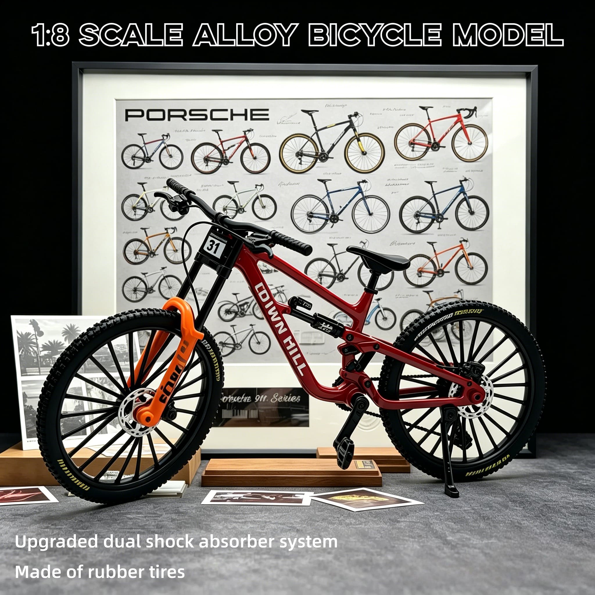 1:8 스케일 합금 다운힐 산악 자전거 모델, 움직일  - Mountain Biking Overalls 리뷰 및 가격